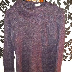 Purple Cowl neck Acrylic Sweater
